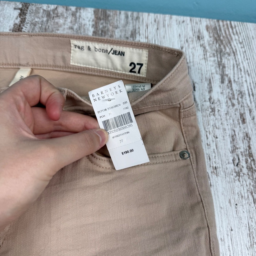 NWT Rag & Bone Jean Skinny Pink/Beige Mid Rise Stretch Pants Sz 27 MSRP $190 - Picture 3 of 7